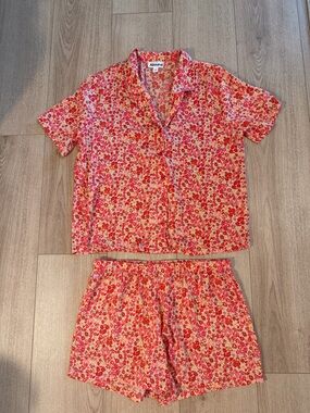 Abound Pink and Red Floral Pajama Top